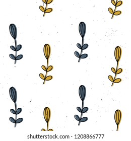 Vector seamless pattern with flowers. Scandinavian motives. Hand drawn style. eps 10