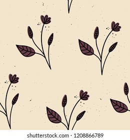 Vector seamless pattern with flowers. Scandinavian motives. Hand drawn style. eps 10