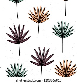 Vector seamless pattern with flowers. Scandinavian motives. Hand drawn style. eps 10