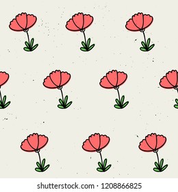 Vector seamless pattern with flowers. Scandinavian motives. Hand drawn style. eps 10