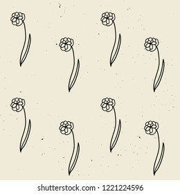 Vector seamless pattern with flowers. Scandinavian motives. Hand drawn style. eps 10