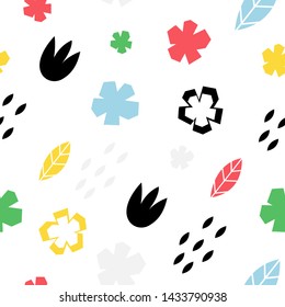 Vector seamless pattern with flowers in Scandinavian style. Abstract modern print, background
