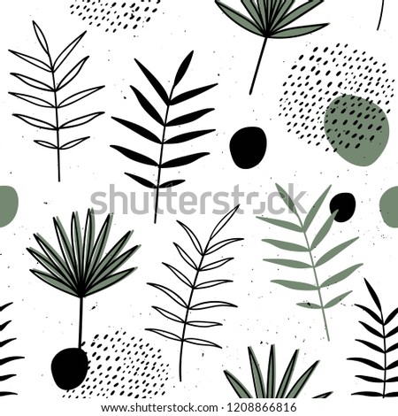 Vector seamless pattern with flowers. Scandinavian motives. Hand drawn style. eps 10