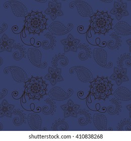 Vector seamless pattern. Flowers, scrolls (3)