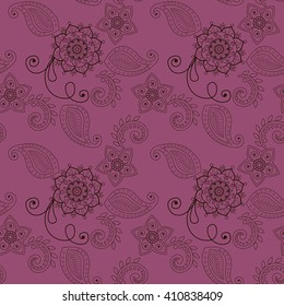Vector seamless pattern. Flowers, scrolls (7)