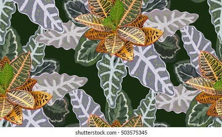 Vector seamless pattern with flowers in shades of green. Hand drawn. For textiles. Vector illustration EPS 10.