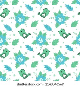 Vector Seamless pattern of flowers. Spring background.