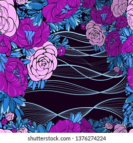 Vector seamless pattern. Flowers Wallpaper with floral motifs. Flower composition. Use printed materials, signs, posters, postcards, packaging.