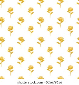 Vector seamless pattern from flowers of yellow color