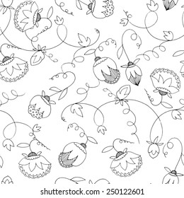 Vector Seamless pattern with flowers-1