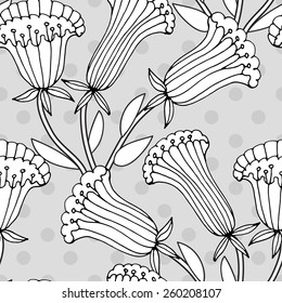 Vector seamless pattern with flowers-3