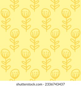 Vector seamless pattern with flower.Tropical jungle cartoon leaf.Pastel plant background.Cute natural pattern for fabric, childrens clothing,textiles,wrapping paper.