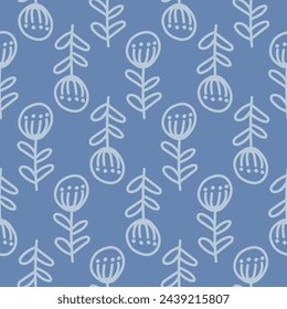 Vector seamless pattern with flower.Tropical jungle cartoon leaf.Pastel plant background.Cute natural pattern for fabric, childrens clothing,textiles,wrapping paper.