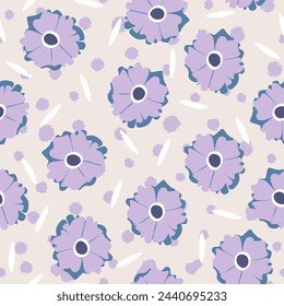 Vector seamless pattern with flower.Tropical jungle cartoon leaf.Pastel plant background.Cute natural pattern for fabric, childrens clothing,textiles,wrapping paper.