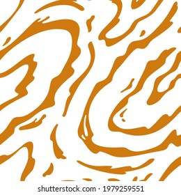 Vector Seamless Pattern with Flowing Caramel on White Background. Abstract Sweet Texture. Creative Food Bg for Packaging Design and Advertisement