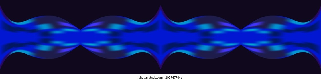Vector seamless pattern of fluid luminous neon blue wave on bluish black background. Energy flow. Innovation technology concept. Luxury backdrop. Geometric modern digital wallpaper. Web header. AI.