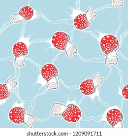 Vector seamless pattern - Fly agaric 
