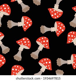 Vector seamless pattern with fly agarics for fabric, textiles