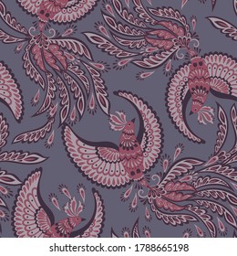 vector seamless pattern with Flying Bird. Damask style Vintage illustration