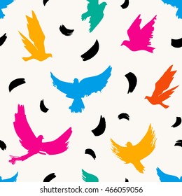 Vector seamless pattern of flying birds