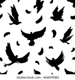 Vector seamless pattern of flying birds