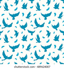 Vector seamless pattern of flying birds