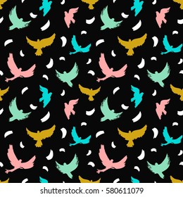 Vector seamless pattern of flying birds