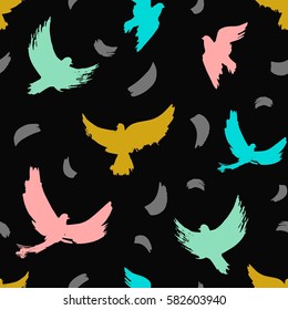 Vector seamless pattern of flying birds