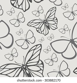Vector seamless pattern with flying butterflies.