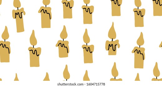 Vector seamless pattern with flying candles. Scandinavian style pattern on white background. Cute modern stylish print for textile, fabrics, dress for kids. Children pattern with candles