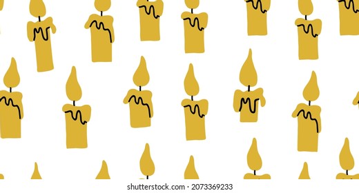 Vector seamless pattern with flying candles. Scandinavian style pattern on white. Cute modern stylish print for textile, fabrics, dress for kids. Children pattern with candles