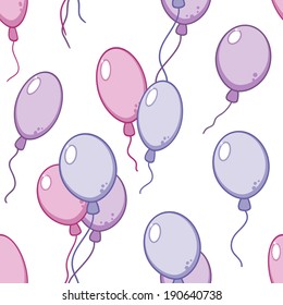 Vector seamless pattern with flying colorful balloons