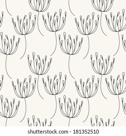 Vector seamless pattern. Flying of dandelion seeds