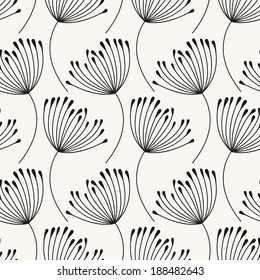 Vector seamless pattern. Flying of dandelion seeds