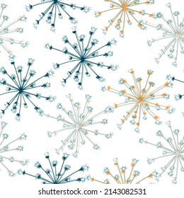 Vector seamless pattern. Flying of dandelion. Seamless pattern set vector drawing dandelion on background, flat design