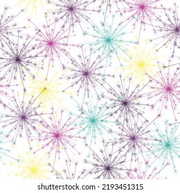Vector seamless pattern. Flying of dandelion. Doodle dandelion blowing flowers isolated illustration.