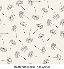 Vector seamless pattern. Flying of dandelion seeds. Stylish repeating texture.