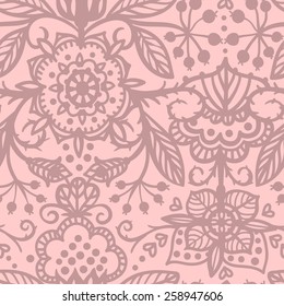 vector seamless  pattern with folk floral elements