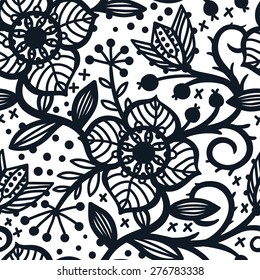 vector  seamless pattern with folk floral elements