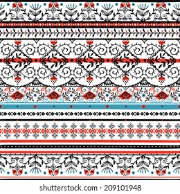 vector seamless pattern with folk ornaments