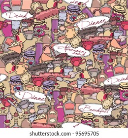 vector seamless pattern with food