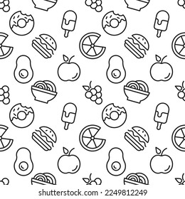 Vector seamless pattern of food for web sites, wrapping, printing, postcards, web sites, apps