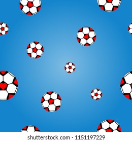 vector of seamless pattern football with red heart on blue gradient background