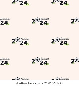 Vector seamless pattern with football. Summer 2024. Endless background for banners and posters of sports competitions and championships