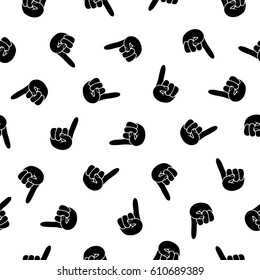 Vector seamless pattern - forefinger. Black on white pointer