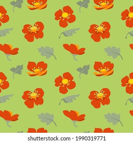 Vector seamless pattern. Forest and meadow flowers. Floral rustic background. Nature illustration for wrapping paper, textiles, decorations.