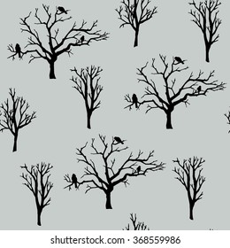 vector seamless pattern. forest tree background.