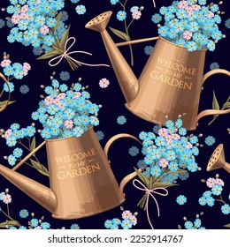 Vector seamless pattern with forget me not flowers