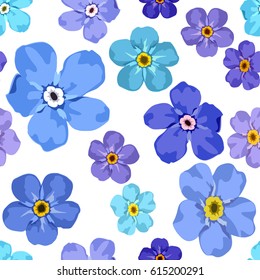 vector seamless pattern with forget-me-not 