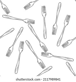 Vector seamless pattern with forks. Vector graphics